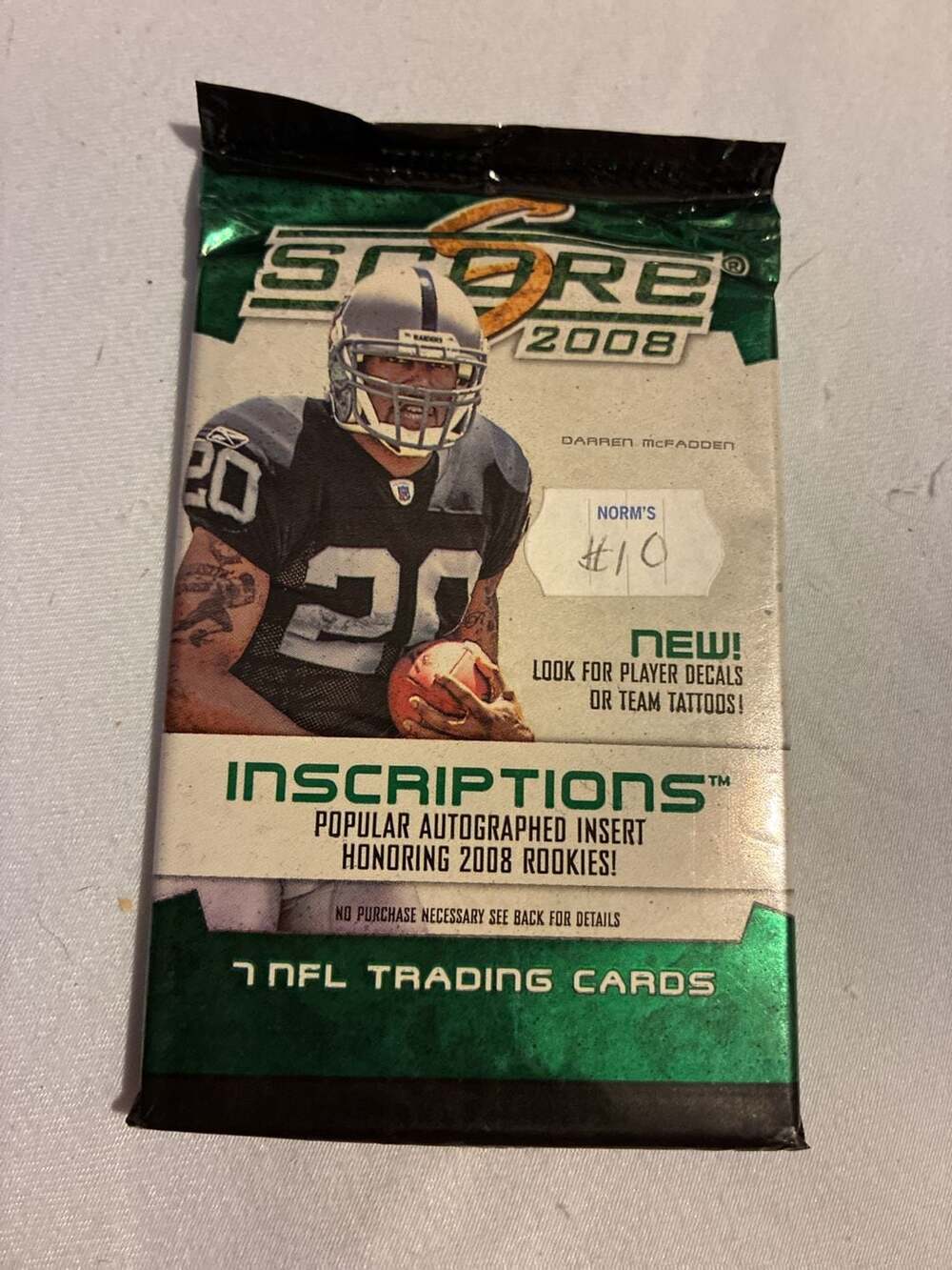 2008 Score Inscriptions Football Sealed Pack NFL Trading Cards